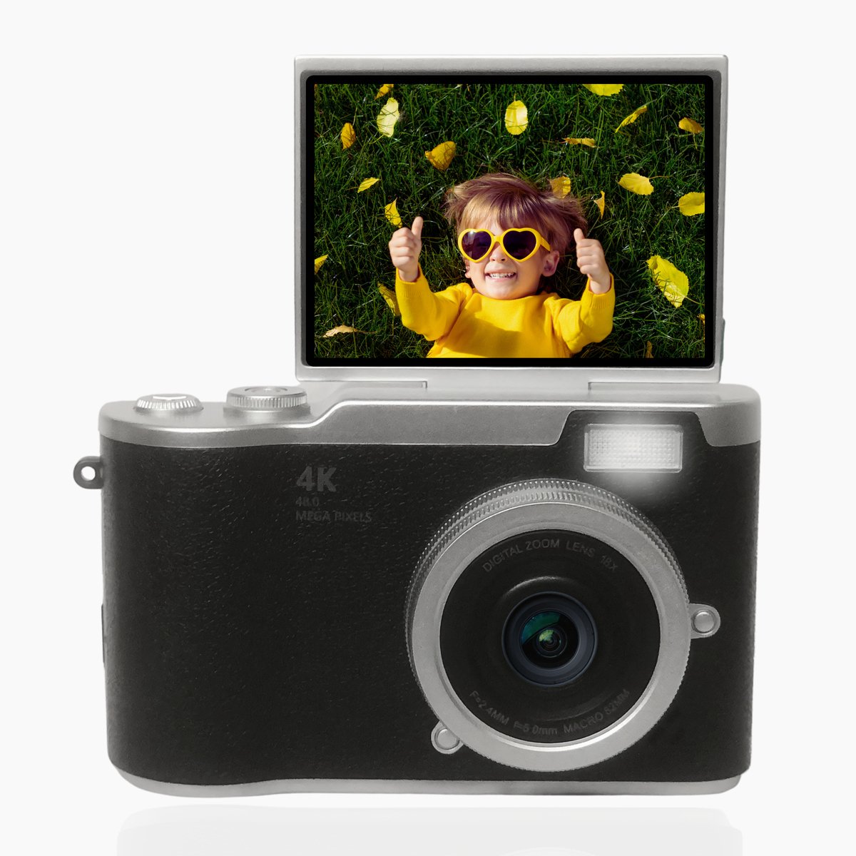 Brand 82 Digitale Kinder Vlog Camera – Video en Fotocamera - Met 32GB SD Kaart - Card Reader – Kindercamera 6 tot 12 jaar – Zwart